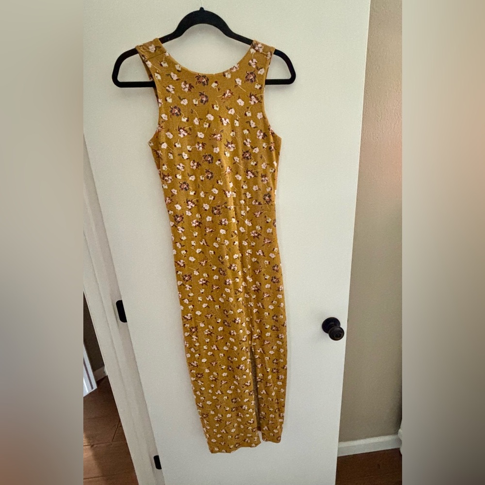 Pact Floral Mustard Sleeveless Dress